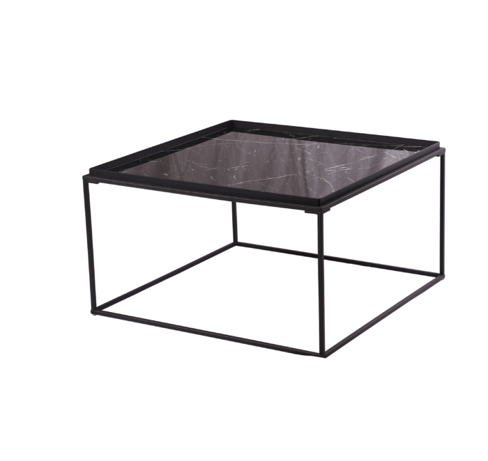 Kang Square Coffee Table - Black Glass Marble