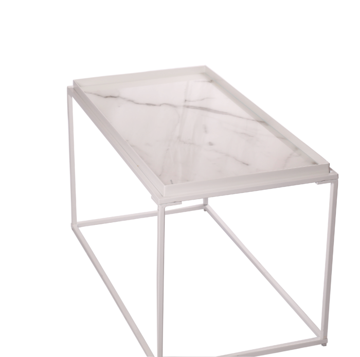 Kang Rectangle Coffee Table - White Glass Marble