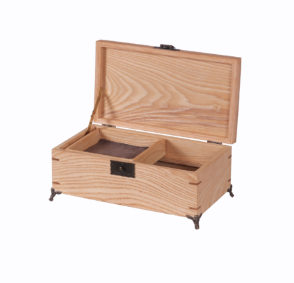 Beige Wooden Box - Plain with Metal Legs