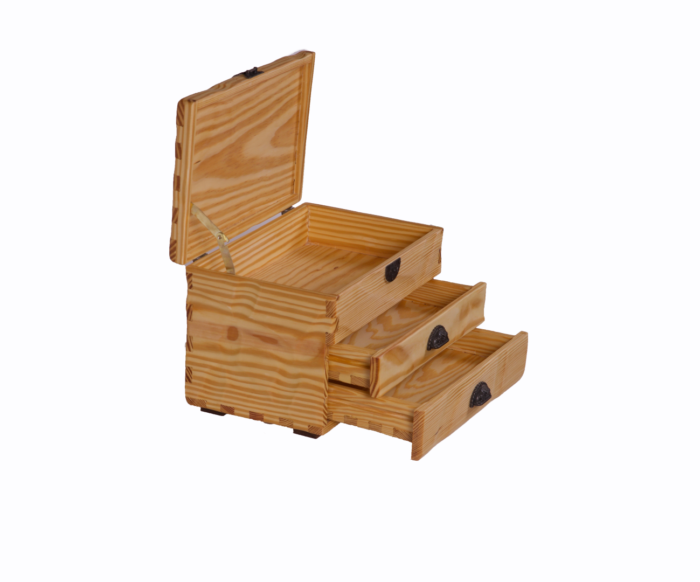 Beige Wooden Box - With Two Drawers