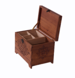 Brown Wooden Box with Carving