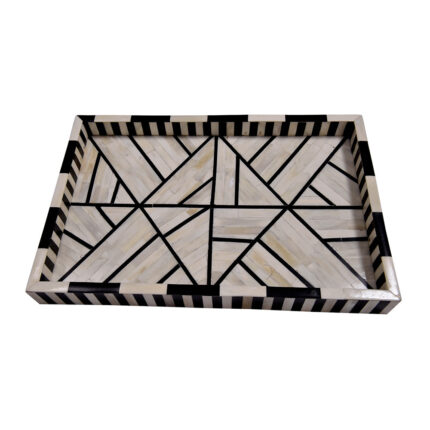 bone Inlay Tray - Black And White