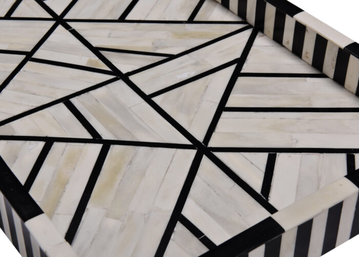 bone Inlay Tray - Black And White