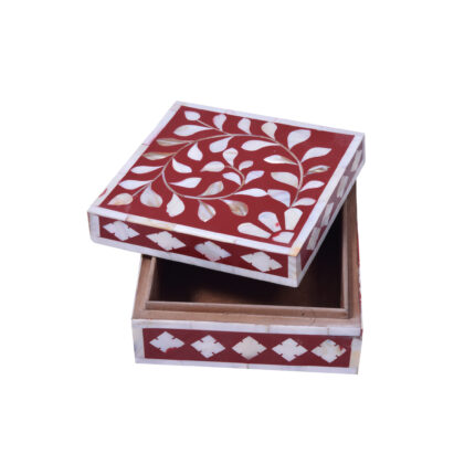 Mother Of Pearl Incense Box - Red