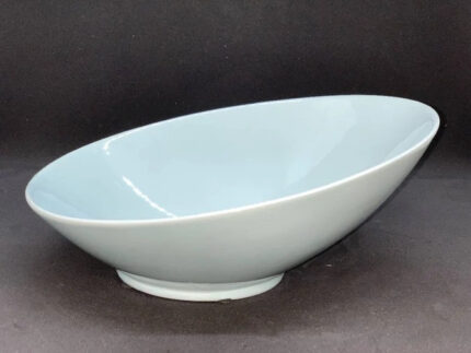 Serving Dish with Brass Leaf - Light Blue