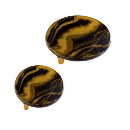 Round Serving Platters - Black/Gold ( 2 pcs.)