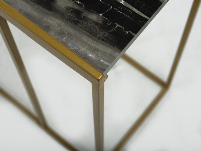 Sliding table with black marble