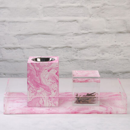 Marble Mubkhar Set - Pink