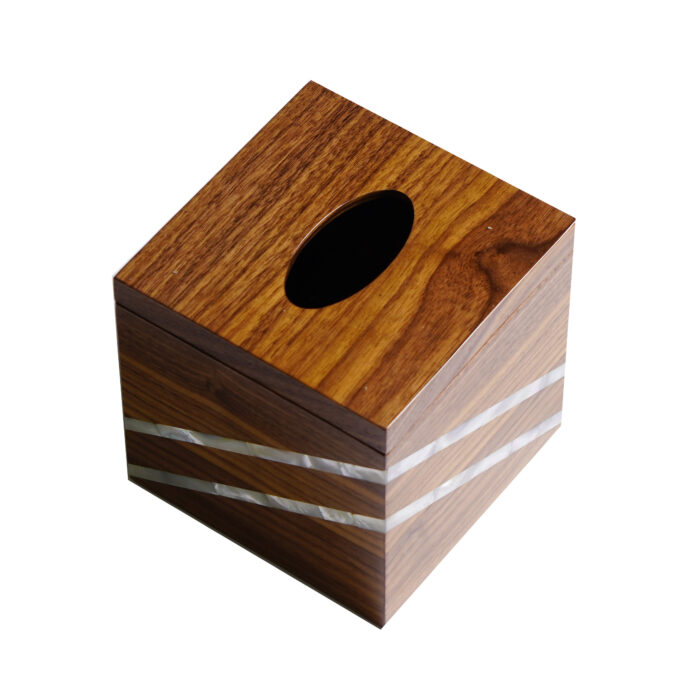 Tissue Box Made of Solid Walnut and shells