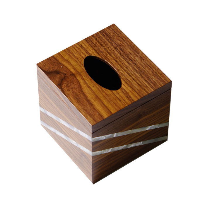 Tissue Box Made of Solid Walnut and shells