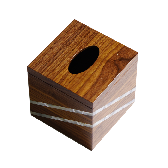 Tissue Box Made of Solid Walnut and shells