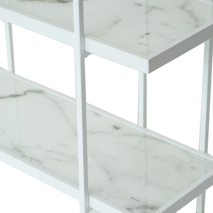 Bookshelf with Marble Glass Base - White