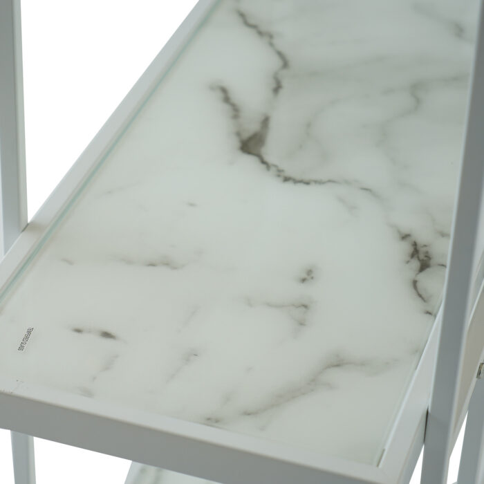 Bookshelf with Marble Glass Base - White