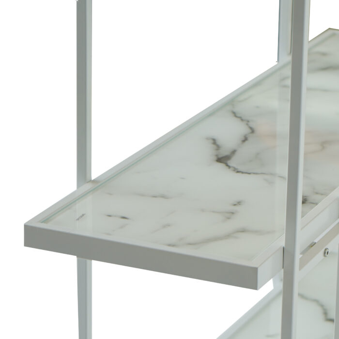 Bookshelf with Marble Glass Base - White