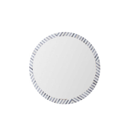 Herringbone Round Mirror - Grey