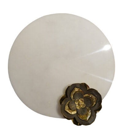 Evona Round Tray White Marble With Brass