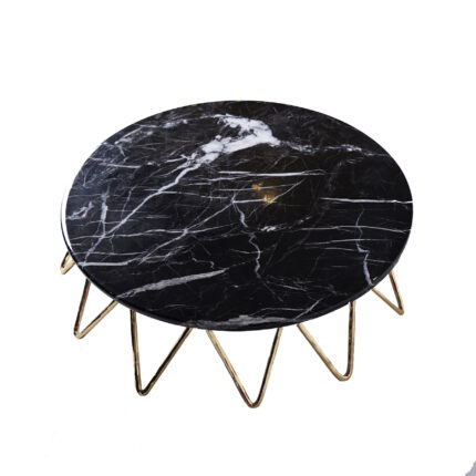 Evona Round Tray Marble With Gold Stand