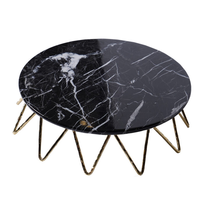 Evona Round Tray Marble With Gold Stand