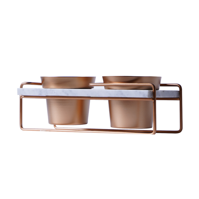 Shania Decor Planter Marble White & Copper