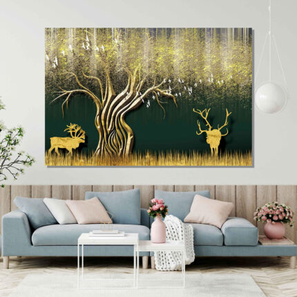 Stag and tree painting