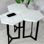 Hexagonal Marble Table ( set of 3)