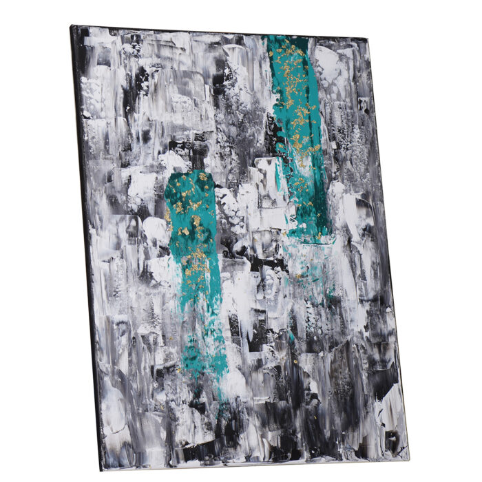 emerald green and gold flakes Painting