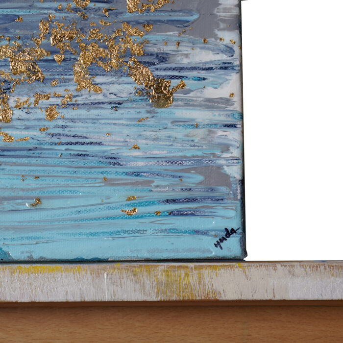 Abstract painting with gold flakes