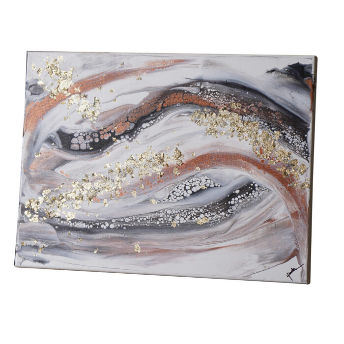 Abstract painting with gold flakes 2