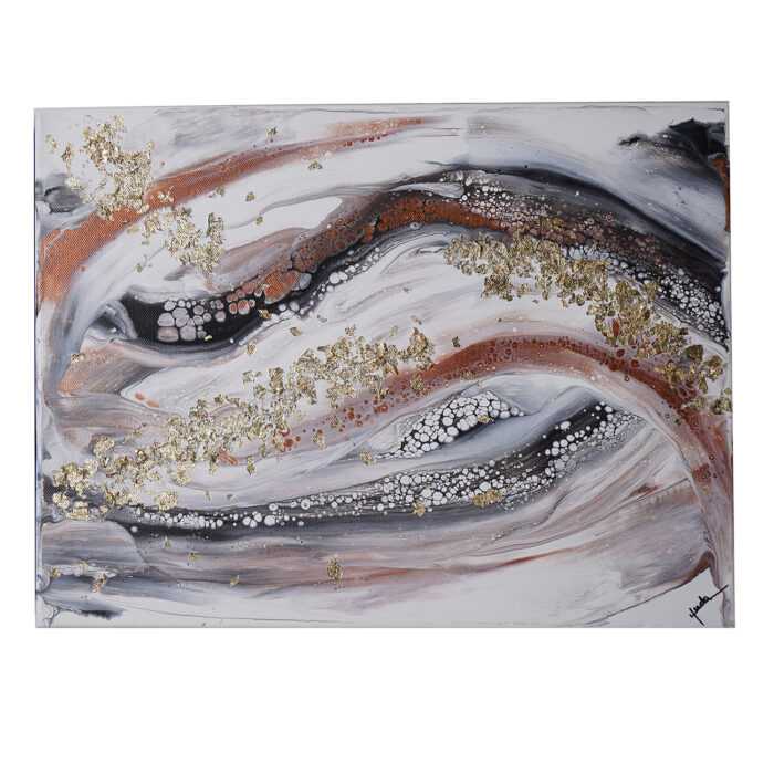 Abstract painting with gold flakes 2