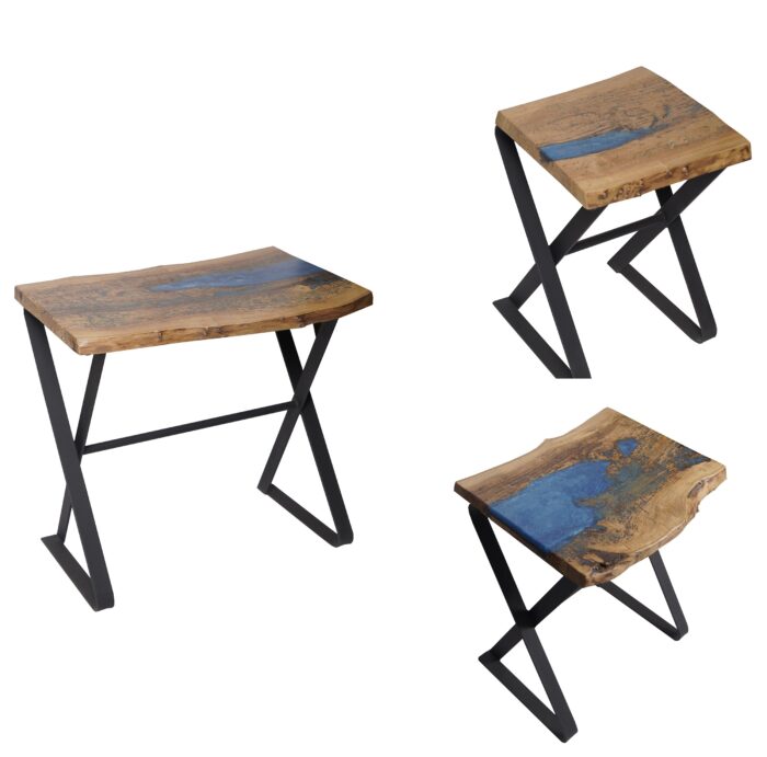 Set of  Side tables with epoxy