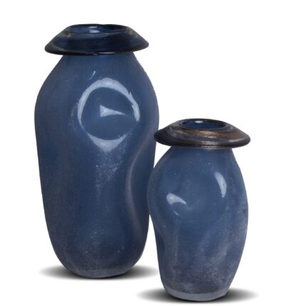 A blue colored glass vase ( set of 2 )