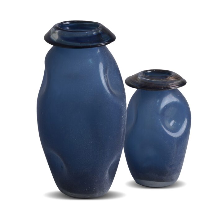 A blue colored glass vase ( set of 2 )