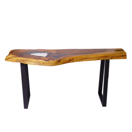 natural wood table with clear Resin