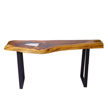 natural wood table with clear Resin