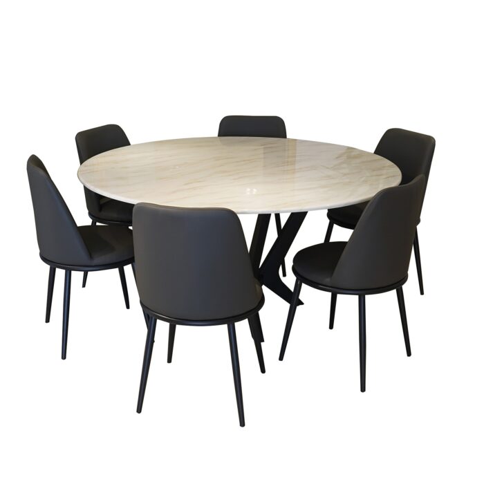 Round dining table set 6 chairs