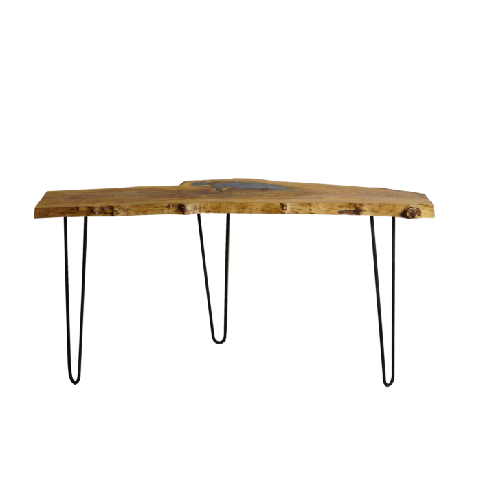 Side service table of natural wood