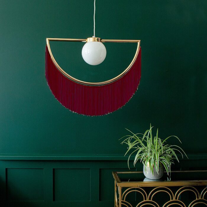 ( Single ) Deep red fringes wink pendant light