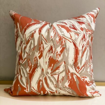 Abstract Leaves Cushion Orange