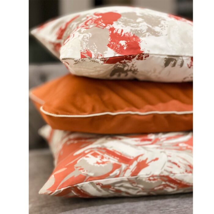 Brush strokes flowers cushion Orange