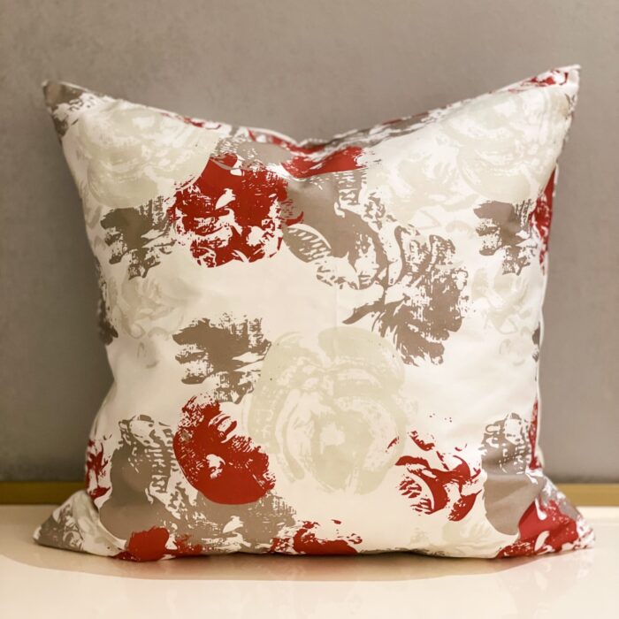 Brush strokes flowers cushion Orange