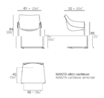 Manta Cantilever Armchair in Ecru Color