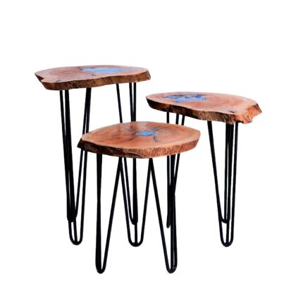 Set of  Side tables with epoxy