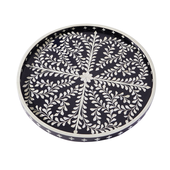 bone Inlay Tray - Black And White
