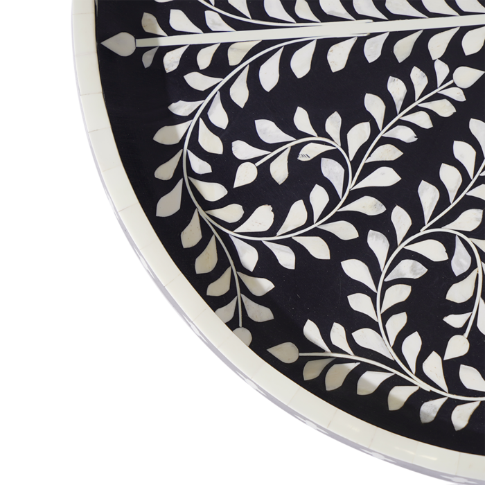 bone Inlay Tray - Black And White