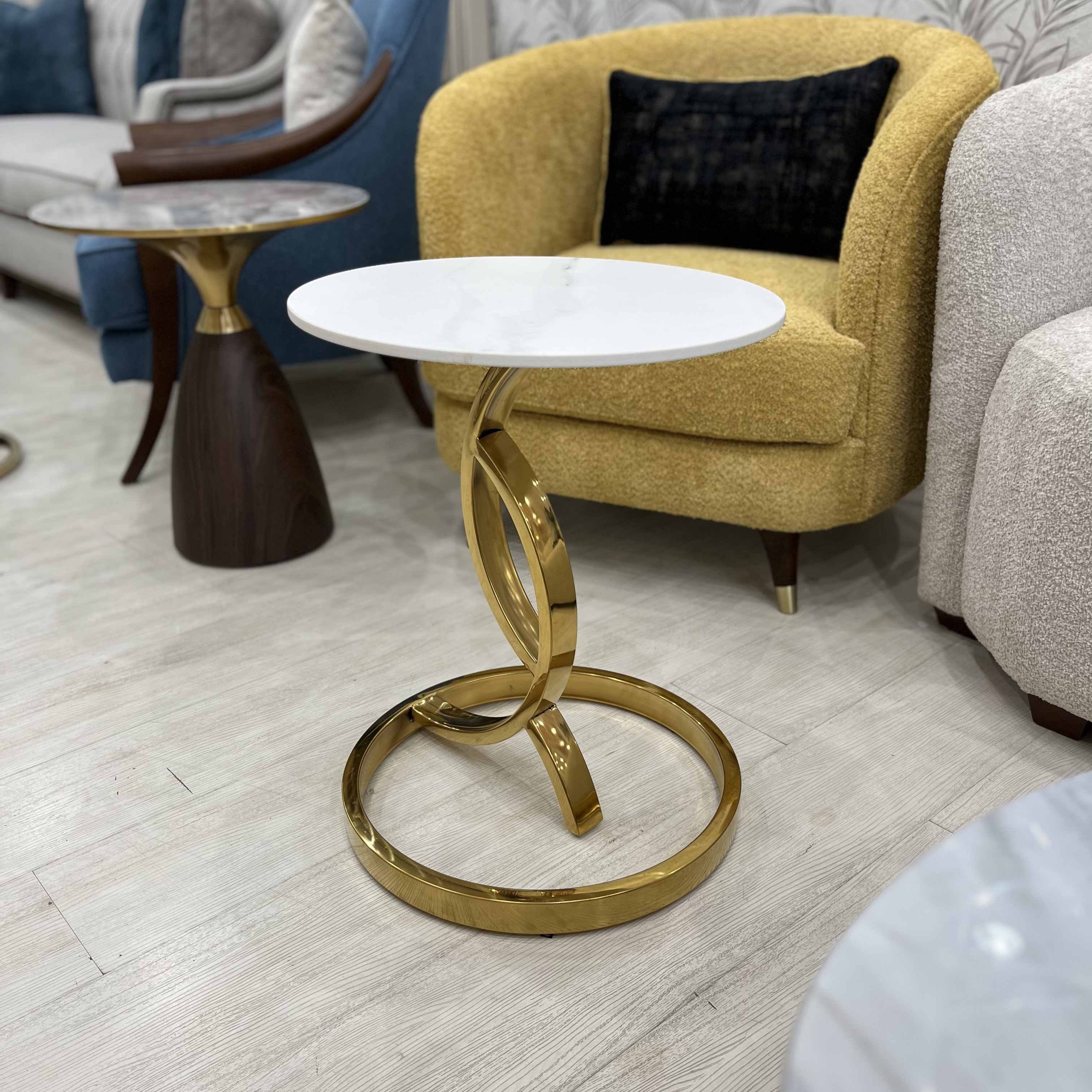 side table with marble surface